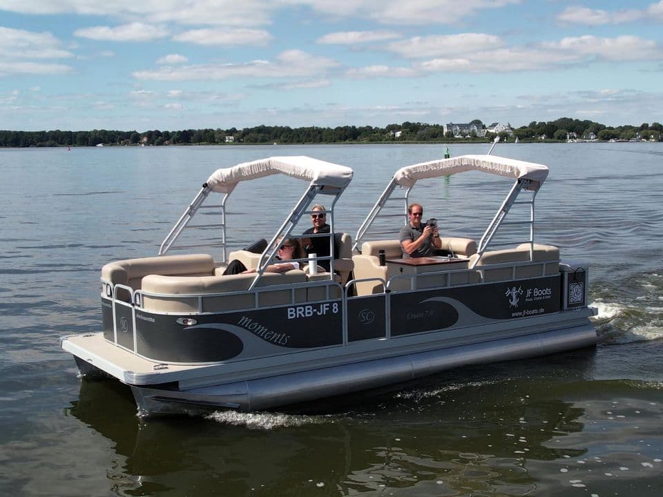 JF Boats SC7 Ponton Boot Pontoon Boot Partyboot - Außen Anthrazit, innen Creme – Bild 4