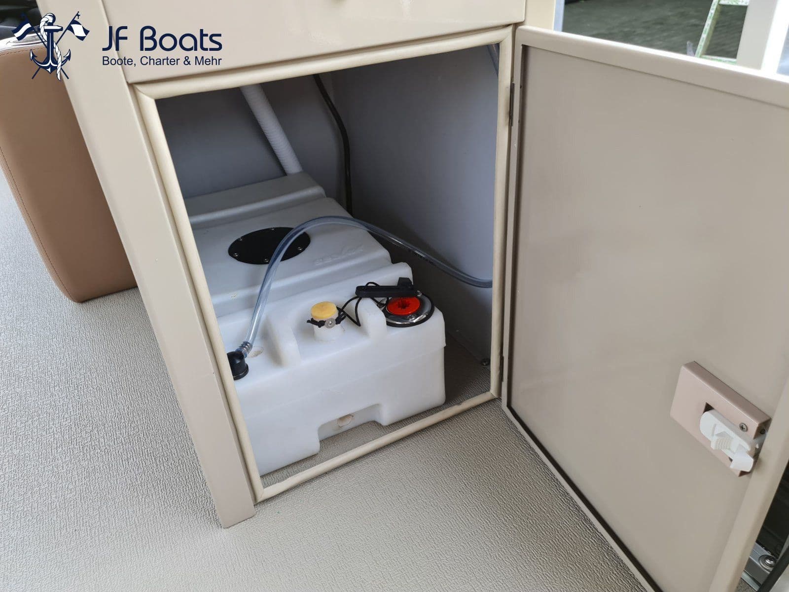 JF Boats SC7 Ponton Boot Pontoon Boot Partyboot - Außen Black, innen Chocolate Brown – Bild 12