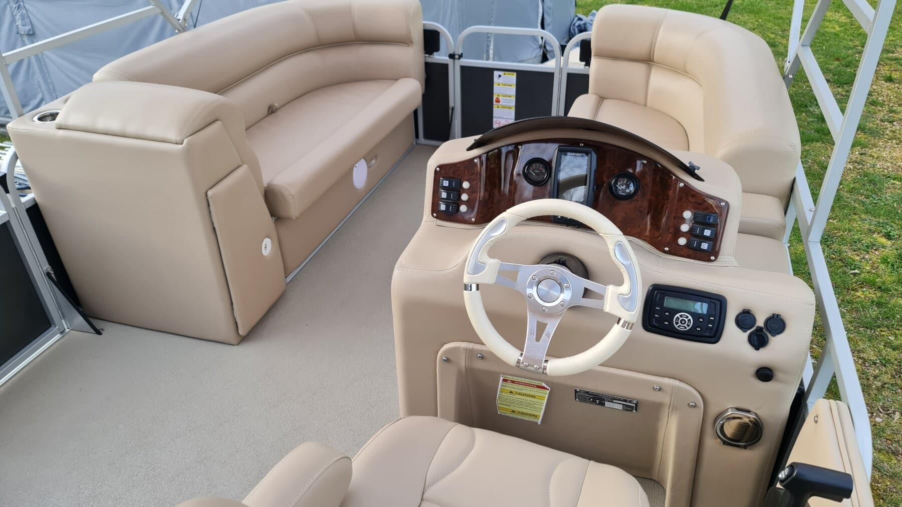 JF Boats SC7 Ponton Boot Pontoon Boot Partyboot - Außen Anthrazit, innen Creme – Bild 6