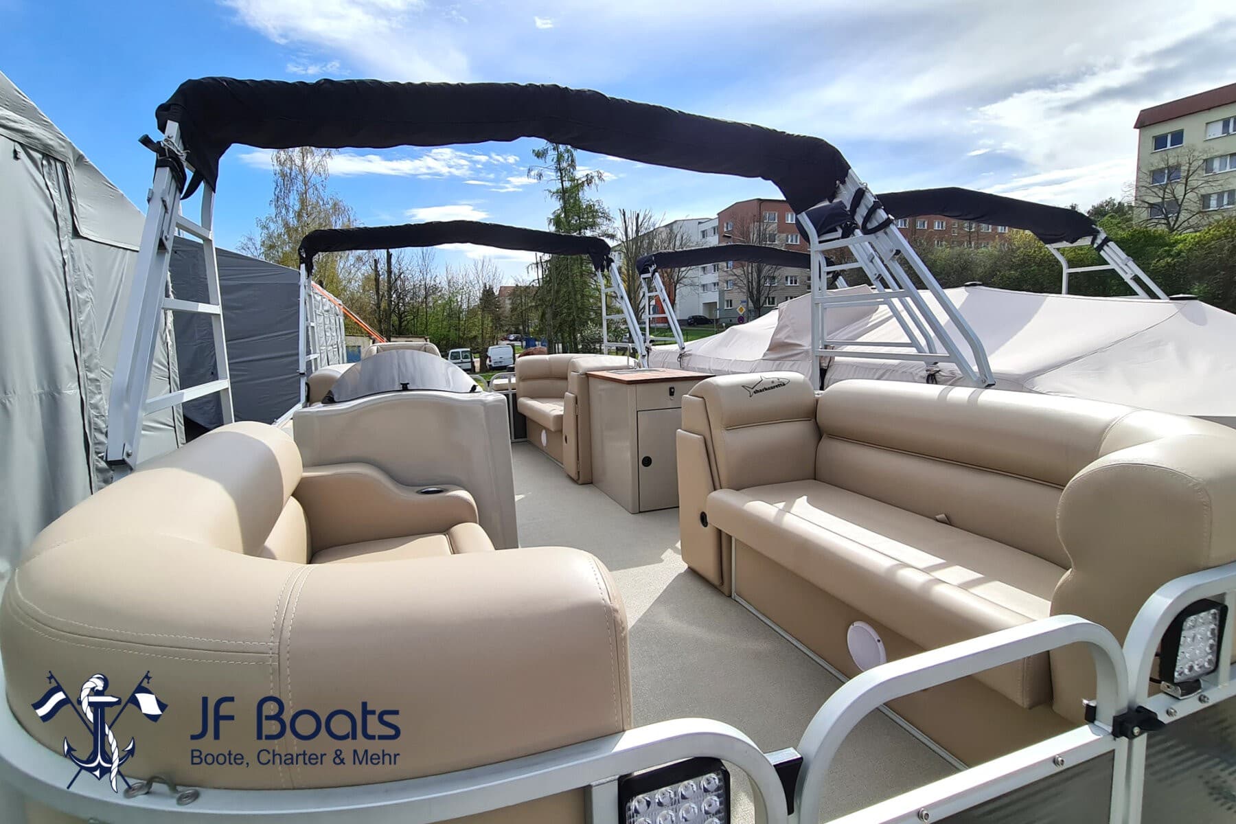 JF Boats SC7 Ponton Boot Pontoon Boot Partyboot - Außen Anthrazit, innen Creme #751 – Bild 8