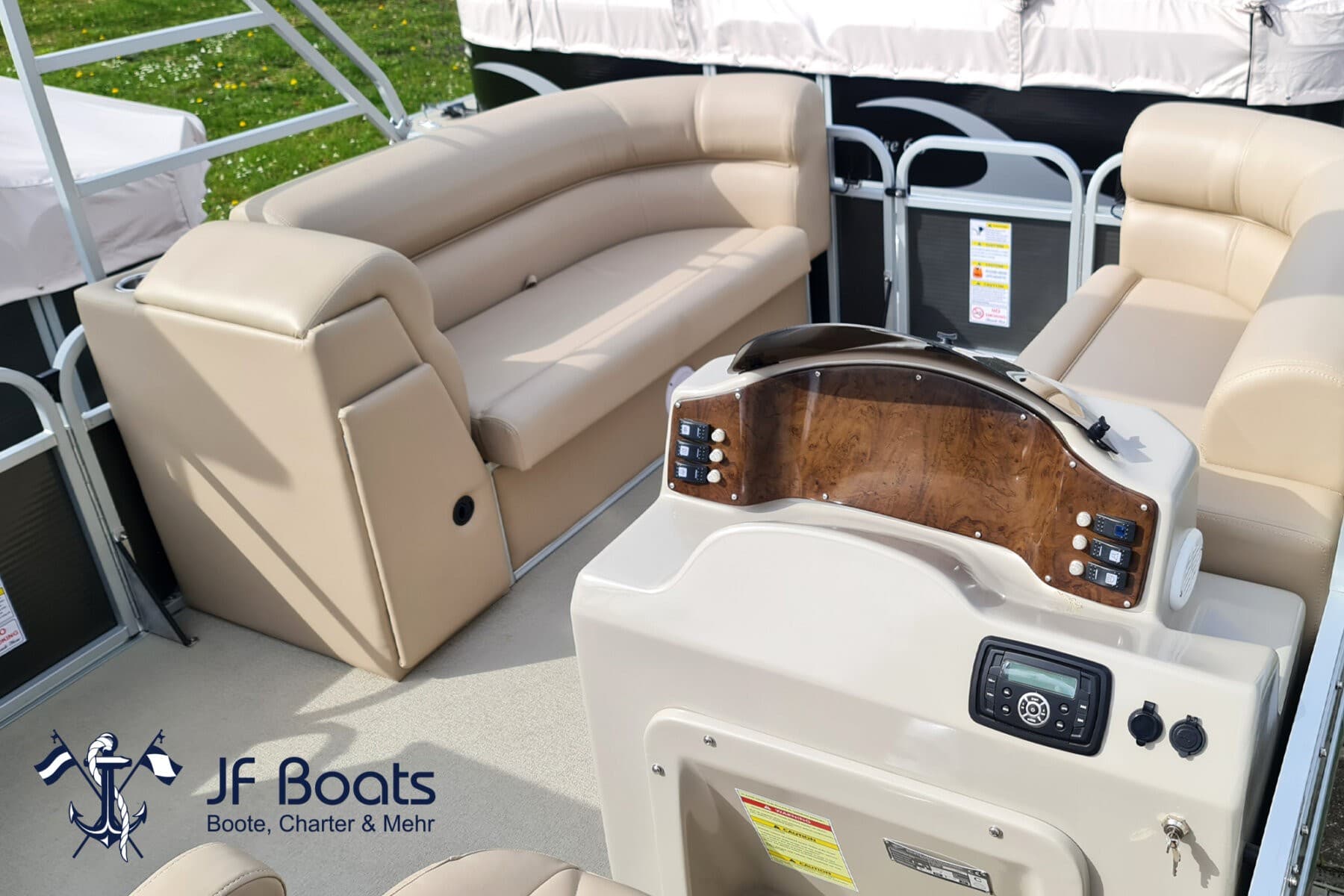 JF Boats SC7 Ponton Boot Pontoon Boot Partyboot - Außen Anthrazit, innen Creme #751 – Bild 7