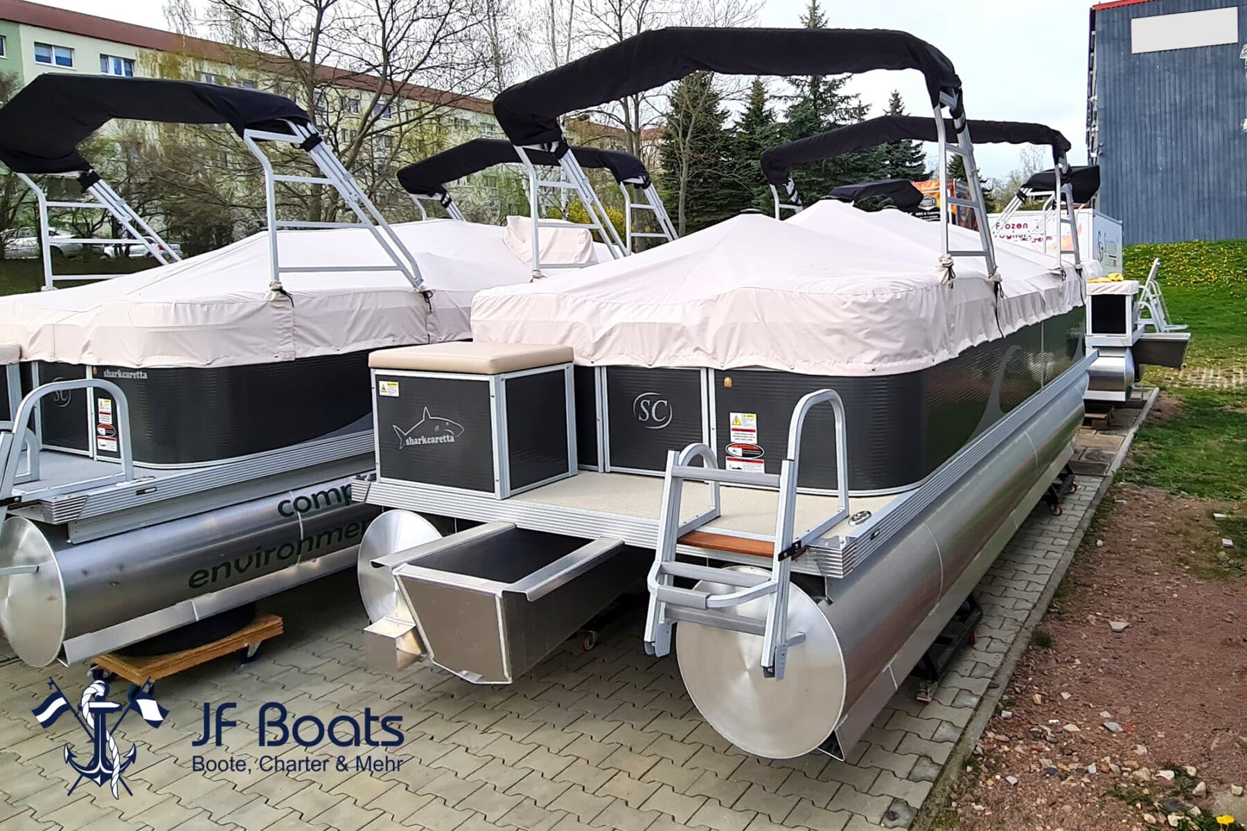 JF Boats SC7 Ponton Boot Pontoon Boot Partyboot - Außen Anthrazit, innen Creme #751 – Bild 10