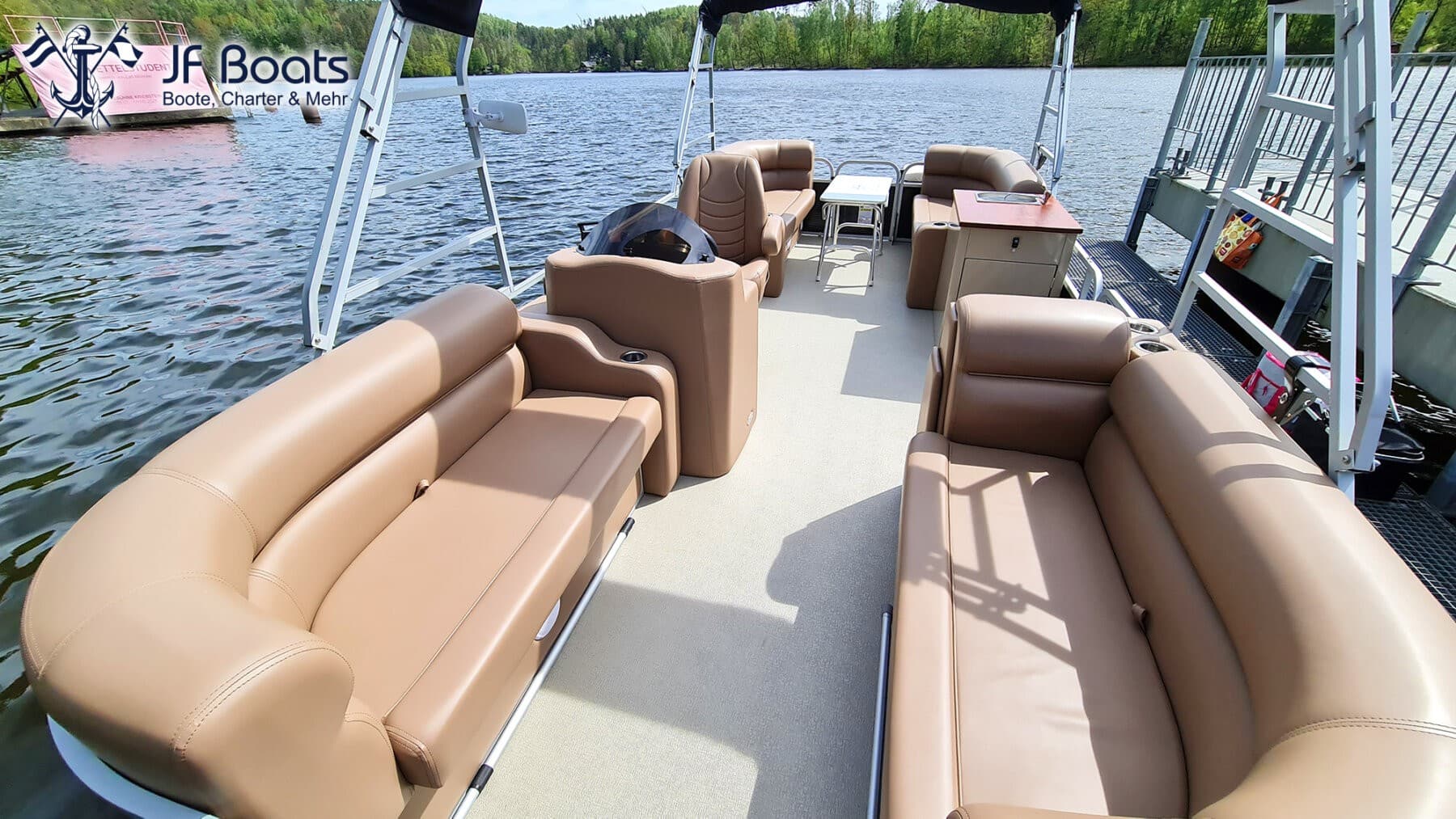 JF Boats SC7 Ponton Boot Pontoon Boot Partyboot - Außen Black, innen Chocolate Brown – Bild 7