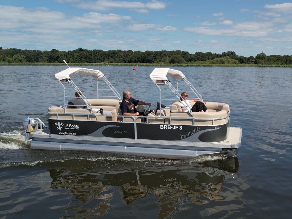 JF Boats SC7 Ponton Boot Pontoon Boot Partyboot - Außen Anthrazit, innen Creme – Bild 2
