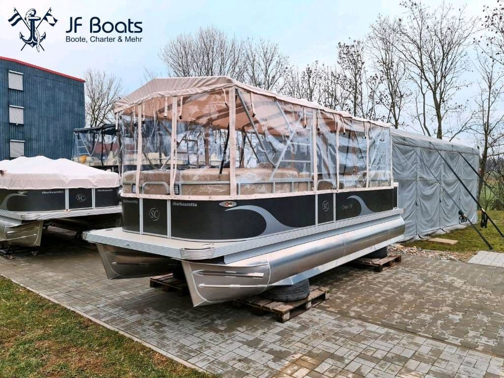 JF Boats SC7 Ponton Boot Pontoon Boot Partyboot - Außen Anthrazit, innen Creme – Bild 10