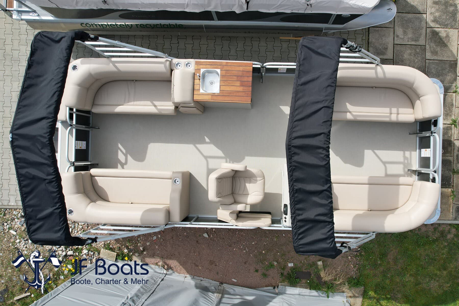 JF Boats SC7 Ponton Boot Pontoon Boot Partyboot - Außen Anthrazit, innen Creme #751 – Bild 9