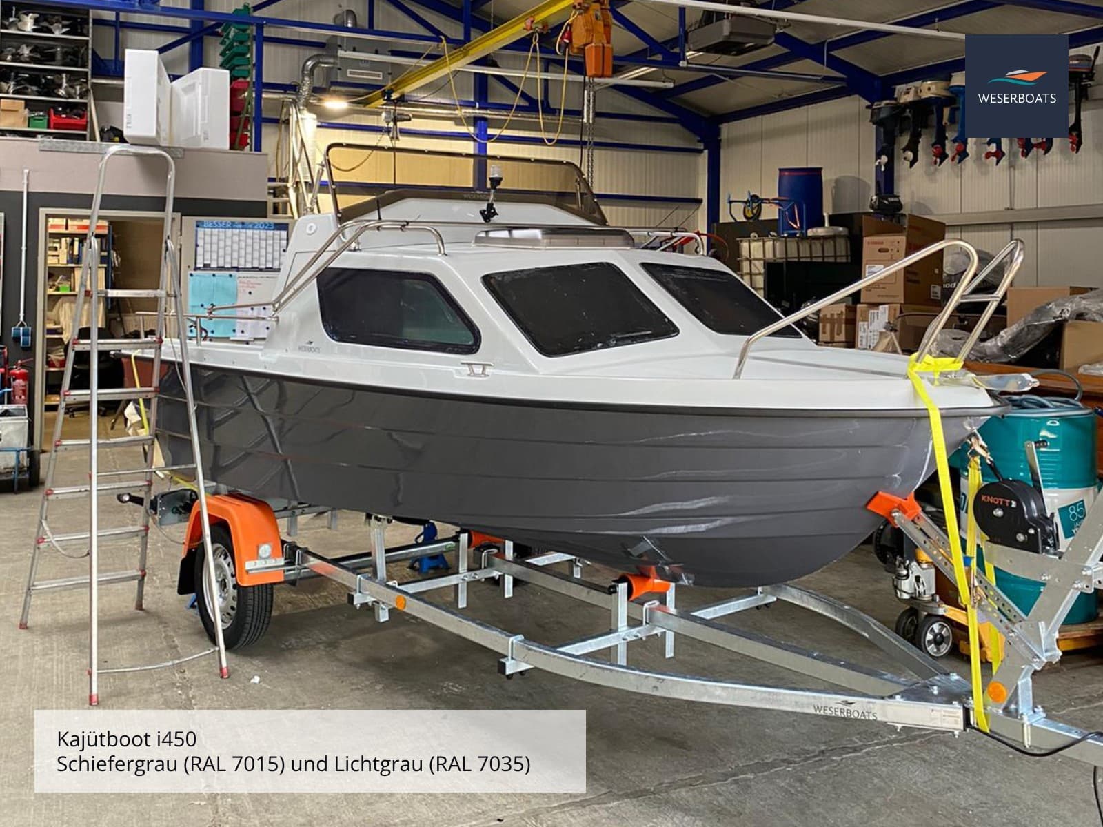 Kajütboot 450 „Basic“ mit Trailer | Motorboot mit Trailer und Kabine – Bild 5