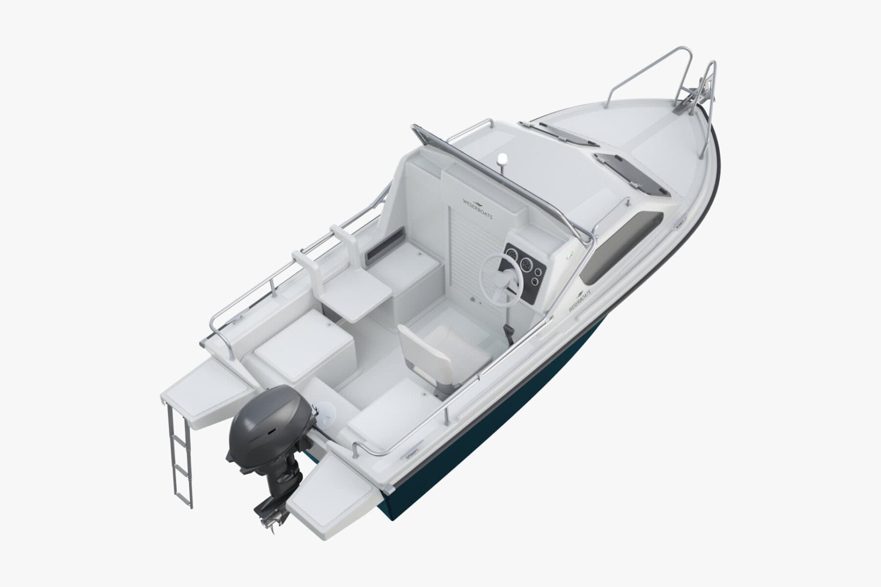 Kajütboot 450 „Fisher“ mit Trailer | Angelboot mit Trailer und Kabine – Bild 4