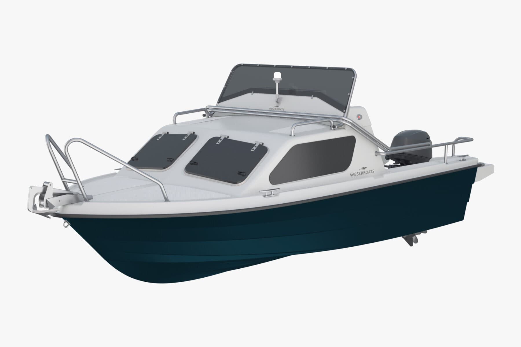 Kajütboot 450 „Fisher“ mit Trailer | Angelboot mit Trailer und Kabine
