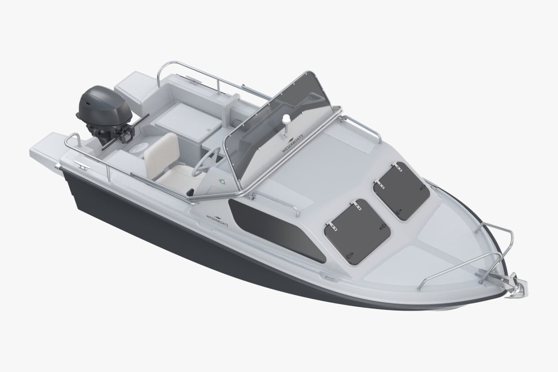 Kajütboot 450 „Gray“ mit Trailer | Motorboot mit Trailer und Kabine – Bild 3