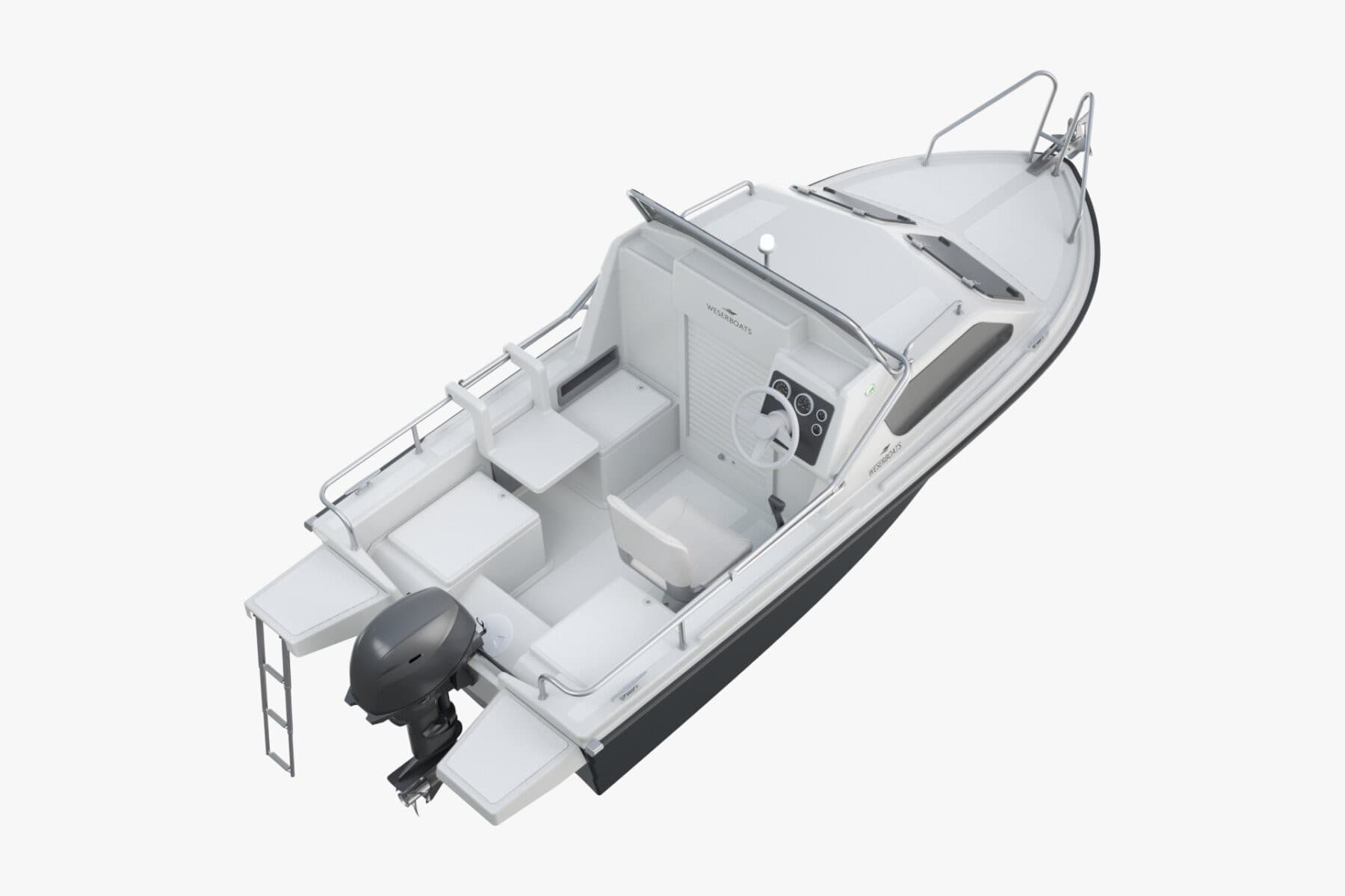 Kajütboot 450 „Gray“ mit Trailer | Motorboot mit Trailer und Kabine – Bild 4