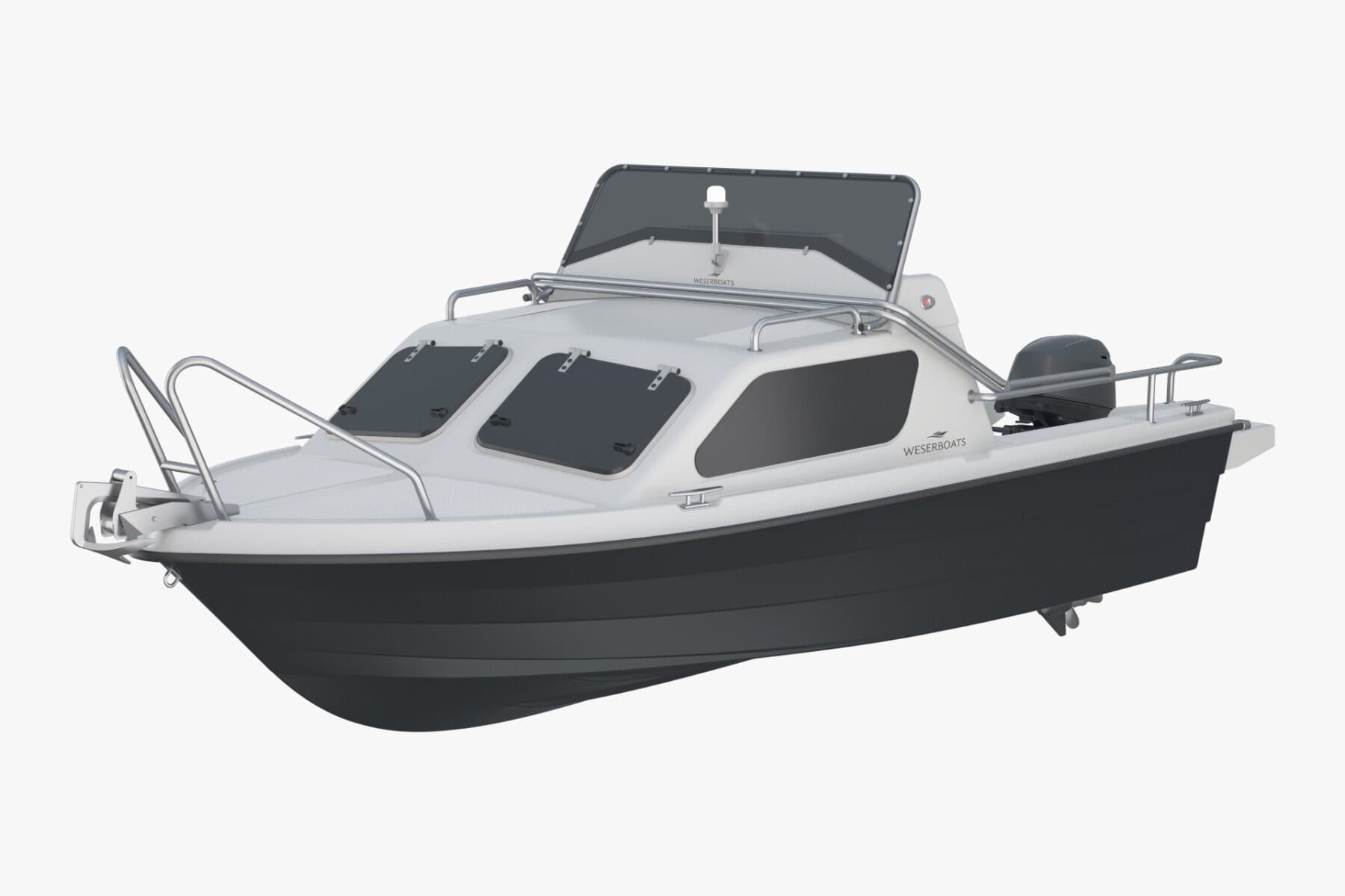 Kajütboot 450 „Gray“ mit Trailer | Motorboot mit Trailer und Kabine